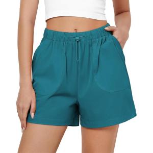 imageGRAPENT Athletic Shorts for Women High Waisted Casual Exercise Hiking Quick Dry Sports Gym Running Shorts with PocketsHarbor Blue