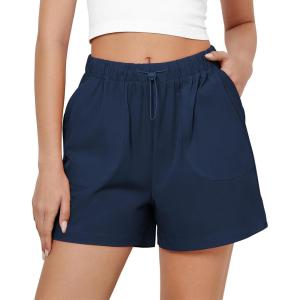 imageGRAPENT Athletic Shorts for Women High Waisted Casual Exercise Hiking Quick Dry Sports Gym Running Shorts with PocketsNavy Blue