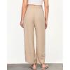 imageGRAPENT Linen Pants Women High Waisted Wide Leg Casual Beach Pull On Elastic Waist Summer Cropped Pants with PocketsAlmond