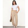 imageGRAPENT Linen Pants Women High Waisted Wide Leg Casual Beach Pull On Elastic Waist Summer Cropped Pants with PocketsAlmond