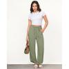 imageGRAPENT Linen Pants Women High Waisted Wide Leg Casual Beach Pull On Elastic Waist Summer Cropped Pants with PocketsArmy Green