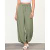 imageGRAPENT Linen Pants Women High Waisted Wide Leg Casual Beach Pull On Elastic Waist Summer Cropped Pants with PocketsArmy Green