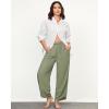 imageGRAPENT Linen Pants Women High Waisted Wide Leg Casual Beach Pull On Elastic Waist Summer Cropped Pants with PocketsArmy Green