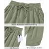 imageGRAPENT Linen Pants Women High Waisted Wide Leg Casual Beach Pull On Elastic Waist Summer Cropped Pants with PocketsArmy Green