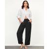 imageGRAPENT Linen Pants Women High Waisted Wide Leg Casual Beach Pull On Elastic Waist Summer Cropped Pants with PocketsBlack