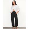imageGRAPENT Linen Pants Women High Waisted Wide Leg Casual Beach Pull On Elastic Waist Summer Cropped Pants with PocketsBlack
