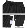 imageGRAPENT Linen Pants Women High Waisted Wide Leg Casual Beach Pull On Elastic Waist Summer Cropped Pants with PocketsBlack