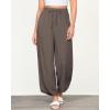 imageGRAPENT Linen Pants Women High Waisted Wide Leg Casual Beach Pull On Elastic Waist Summer Cropped Pants with PocketsBrown