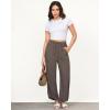 imageGRAPENT Linen Pants Women High Waisted Wide Leg Casual Beach Pull On Elastic Waist Summer Cropped Pants with PocketsBrown