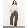 imageGRAPENT Linen Pants Women High Waisted Wide Leg Casual Beach Pull On Elastic Waist Summer Cropped Pants with PocketsBrown