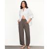 imageGRAPENT Linen Pants Women High Waisted Wide Leg Casual Beach Pull On Elastic Waist Summer Cropped Pants with PocketsBrown