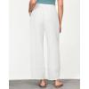 imageGRAPENT Linen Pants Women High Waisted Wide Leg Casual Beach Pull On Elastic Waist Summer Cropped Pants with PocketsCream White