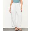 imageGRAPENT Linen Pants Women High Waisted Wide Leg Casual Beach Pull On Elastic Waist Summer Cropped Pants with PocketsCream White