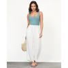 imageGRAPENT Linen Pants Women High Waisted Wide Leg Casual Beach Pull On Elastic Waist Summer Cropped Pants with PocketsCream White