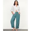 imageGRAPENT Linen Pants Women High Waisted Wide Leg Casual Beach Pull On Elastic Waist Summer Cropped Pants with PocketsLake