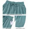 imageGRAPENT Linen Pants Women High Waisted Wide Leg Casual Beach Pull On Elastic Waist Summer Cropped Pants with PocketsLake