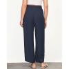 imageGRAPENT Linen Pants Women High Waisted Wide Leg Casual Beach Pull On Elastic Waist Summer Cropped Pants with PocketsNavy Blue