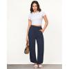 imageGRAPENT Linen Pants Women High Waisted Wide Leg Casual Beach Pull On Elastic Waist Summer Cropped Pants with PocketsNavy Blue