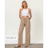 imageGRAPENT Linen Pants Women Wide Leg High Waisted Flowy Summer Beach Elastic Waist Pull On Baggy Palazzo Pants with PocketAlmond