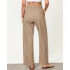 imageGRAPENT Linen Pants Women Wide Leg High Waisted Flowy Summer Beach Elastic Waist Pull On Baggy Palazzo Pants with PocketAlmond
