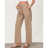 imageGRAPENT Linen Pants Women Wide Leg High Waisted Flowy Summer Beach Elastic Waist Pull On Baggy Palazzo Pants with PocketAlmond