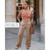 imageGRAPENT Linen Pants Women Wide Leg High Waisted Flowy Summer Beach Elastic Waist Pull On Baggy Palazzo Pants with PocketAlmond