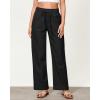 imageGRAPENT Linen Pants Women Wide Leg High Waisted Flowy Summer Beach Elastic Waist Pull On Baggy Palazzo Pants with PocketBlack