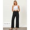 imageGRAPENT Linen Pants Women Wide Leg High Waisted Flowy Summer Beach Elastic Waist Pull On Baggy Palazzo Pants with PocketBlack