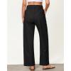 imageGRAPENT Linen Pants Women Wide Leg High Waisted Flowy Summer Beach Elastic Waist Pull On Baggy Palazzo Pants with PocketBlack
