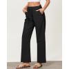 imageGRAPENT Linen Pants Women Wide Leg High Waisted Flowy Summer Beach Elastic Waist Pull On Baggy Palazzo Pants with PocketBlack