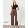 imageGRAPENT Linen Pants Women Wide Leg High Waisted Flowy Summer Beach Elastic Waist Pull On Baggy Palazzo Pants with PocketBrown