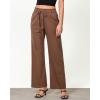 imageGRAPENT Linen Pants Women Wide Leg High Waisted Flowy Summer Beach Elastic Waist Pull On Baggy Palazzo Pants with PocketBrown