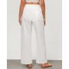 imageGRAPENT Linen Pants Women Wide Leg High Waisted Flowy Summer Beach Elastic Waist Pull On Baggy Palazzo Pants with PocketCream White