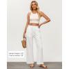 imageGRAPENT Linen Pants Women Wide Leg High Waisted Flowy Summer Beach Elastic Waist Pull On Baggy Palazzo Pants with PocketCream White