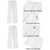 imageGRAPENT Linen Pants Women Wide Leg High Waisted Flowy Summer Beach Elastic Waist Pull On Baggy Palazzo Pants with PocketCream White