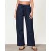 imageGRAPENT Linen Pants Women Wide Leg High Waisted Flowy Summer Beach Elastic Waist Pull On Baggy Palazzo Pants with PocketDark Blue