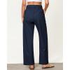 imageGRAPENT Linen Pants Women Wide Leg High Waisted Flowy Summer Beach Elastic Waist Pull On Baggy Palazzo Pants with PocketDark Blue
