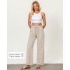 imageGRAPENT Linen Pants Women Wide Leg High Waisted Flowy Summer Beach Elastic Waist Pull On Baggy Palazzo Pants with PocketLight Khaki