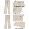 imageGRAPENT Linen Pants Women Wide Leg High Waisted Flowy Summer Beach Elastic Waist Pull On Baggy Palazzo Pants with PocketLight Khaki