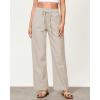 imageGRAPENT Linen Pants Women Wide Leg High Waisted Flowy Summer Beach Elastic Waist Pull On Baggy Palazzo Pants with PocketLight Khaki