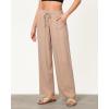 imageGRAPENT Linen Pants for Women Wide Leg High Waisted Baggy Drawstring Elastic Waist Palazzo Trousers Pants with PocketsAlmond