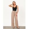 imageGRAPENT Linen Pants for Women Wide Leg High Waisted Baggy Drawstring Elastic Waist Palazzo Trousers Pants with PocketsAlmond