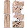 imageGRAPENT Linen Pants for Women Wide Leg High Waisted Baggy Drawstring Elastic Waist Palazzo Trousers Pants with PocketsAlmond