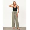 imageGRAPENT Linen Pants for Women Wide Leg High Waisted Baggy Drawstring Elastic Waist Palazzo Trousers Pants with PocketsArmy Green