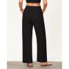 imageGRAPENT Linen Pants for Women Wide Leg High Waisted Baggy Drawstring Elastic Waist Palazzo Trousers Pants with PocketsBlack