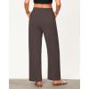 imageGRAPENT Linen Pants for Women Wide Leg High Waisted Baggy Drawstring Elastic Waist Palazzo Trousers Pants with PocketsCoffee Brown