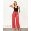 imageGRAPENT Linen Pants for Women Wide Leg High Waisted Baggy Drawstring Elastic Waist Palazzo Trousers Pants with PocketsCoral