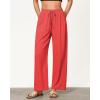 imageGRAPENT Linen Pants for Women Wide Leg High Waisted Baggy Drawstring Elastic Waist Palazzo Trousers Pants with PocketsCoral