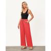 imageGRAPENT Linen Pants for Women Wide Leg High Waisted Baggy Drawstring Elastic Waist Palazzo Trousers Pants with PocketsCoral