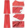 imageGRAPENT Linen Pants for Women Wide Leg High Waisted Baggy Drawstring Elastic Waist Palazzo Trousers Pants with PocketsCoral